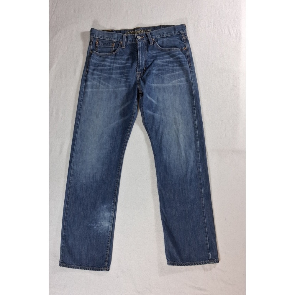 American Eagle Outfitters Relaxed Straight Jeans Mens 33x32 Blue Dark Wash Denim